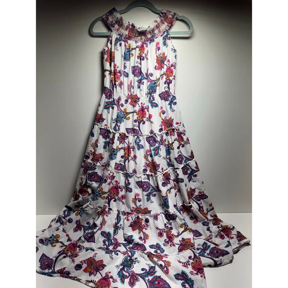 Charlie Paige Boho Sleeveless Smocked Neck Maxi Dress Multi Color Floral Cotton - Picture 5 of 10